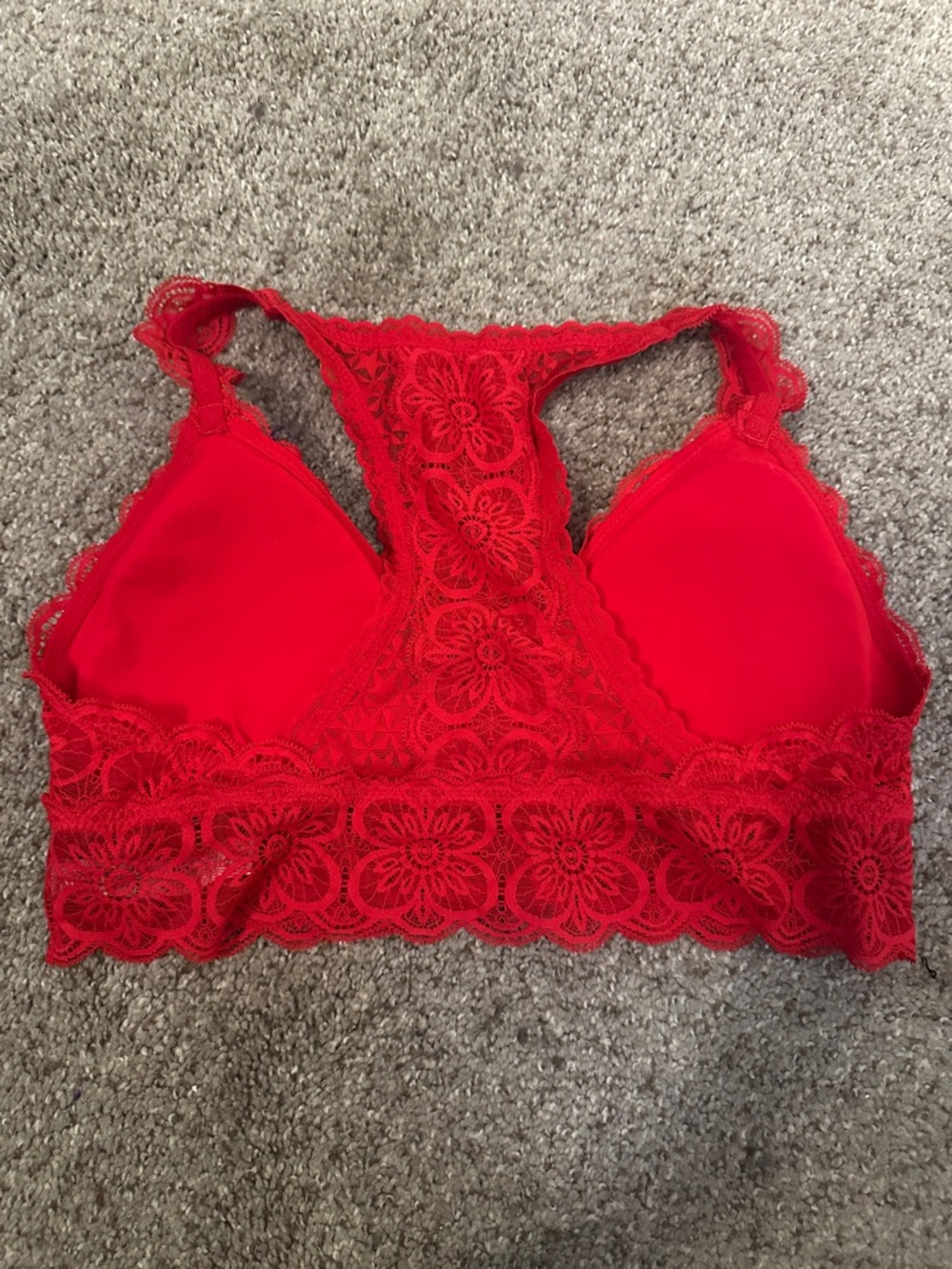 aerie Floral Lace Racerback Bralette - Red - Picture 3 of 3